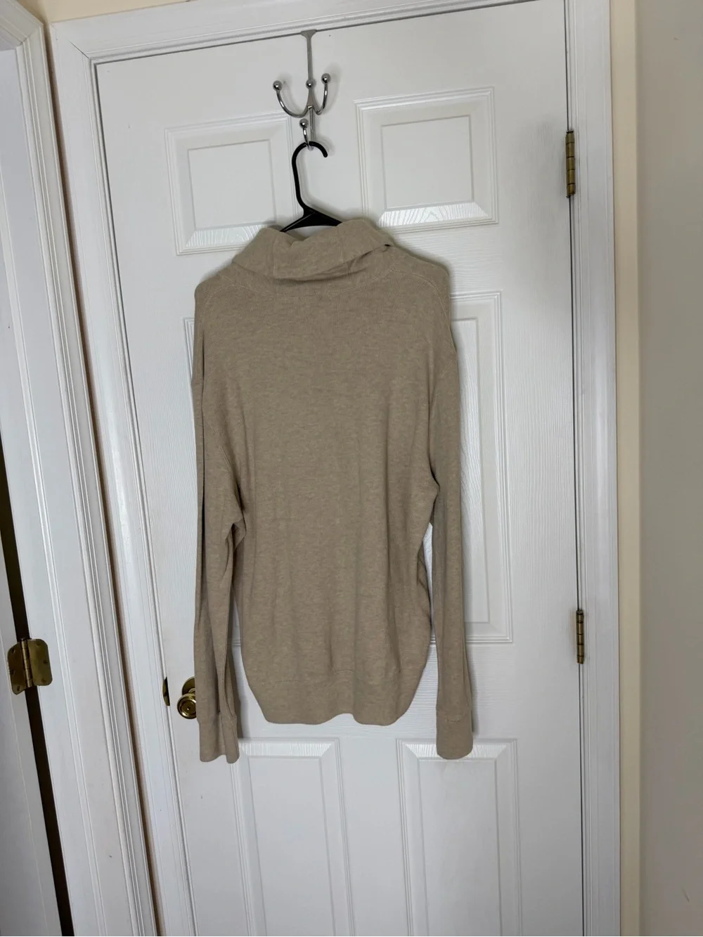 Ralph Lauren Beige V-Neck Shawl Sweater with Green Pony